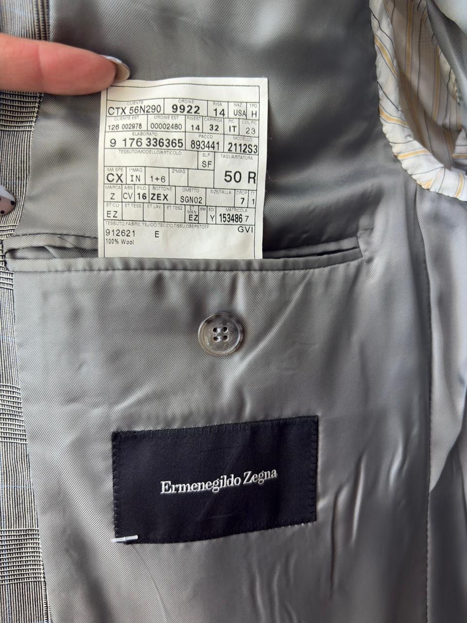 Traje Ermenegildo Zegna Gris Príncipe de Gales 100% Lana | Talla 50R (40R US) | Hecho en Italia - Nina BAZART