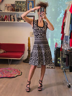 Vestido de Punto Animal Print Rebecca Taylor Negro y Blanco | Nuevo con Etiqueta | - Nina BAZART