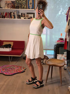 Vestido TALULAH Petite marfil con vivos verdes - Nina BAZART