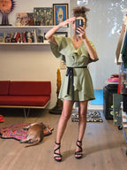 Jumpsuit Corto FAVLUX Verde Salvia con Volantes - Nina BAZART