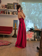 Vestido Largo Satinado Philosophy Jr. Rojo Cereza
