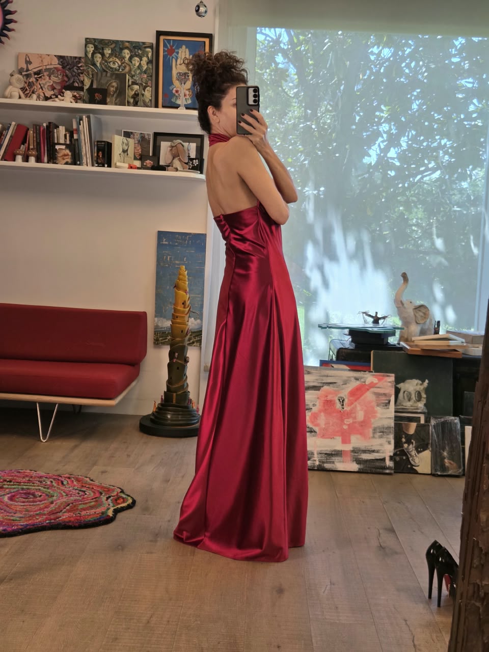 Vestido Largo Satinado Philosophy Jr. Rojo Cereza