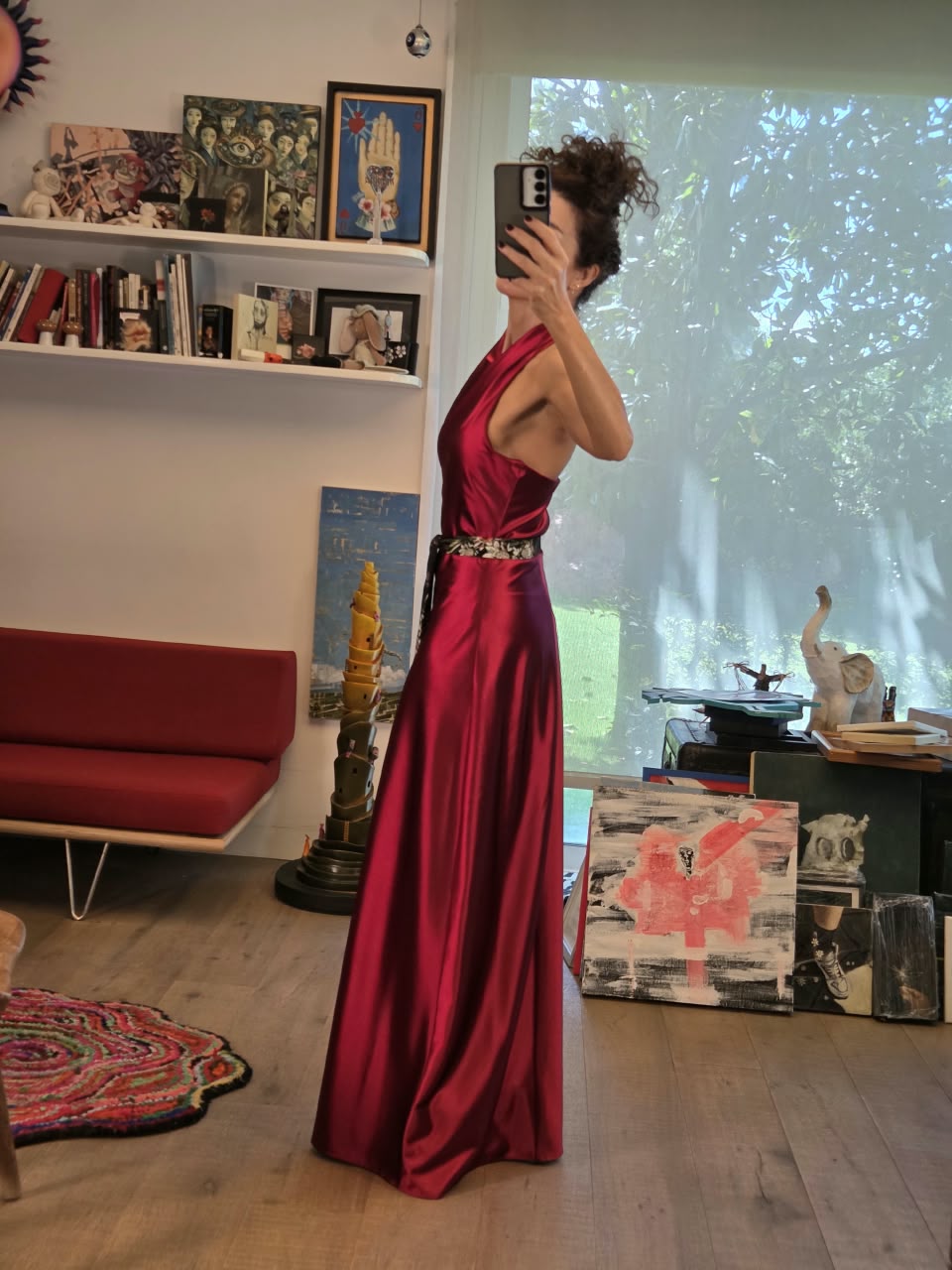 Vestido Largo Satinado Philosophy Jr. Rojo Cereza