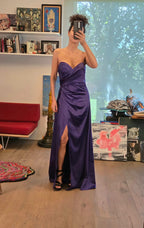 Vestido de Noche Morado Philosophy Jr. Strapless con Abertura