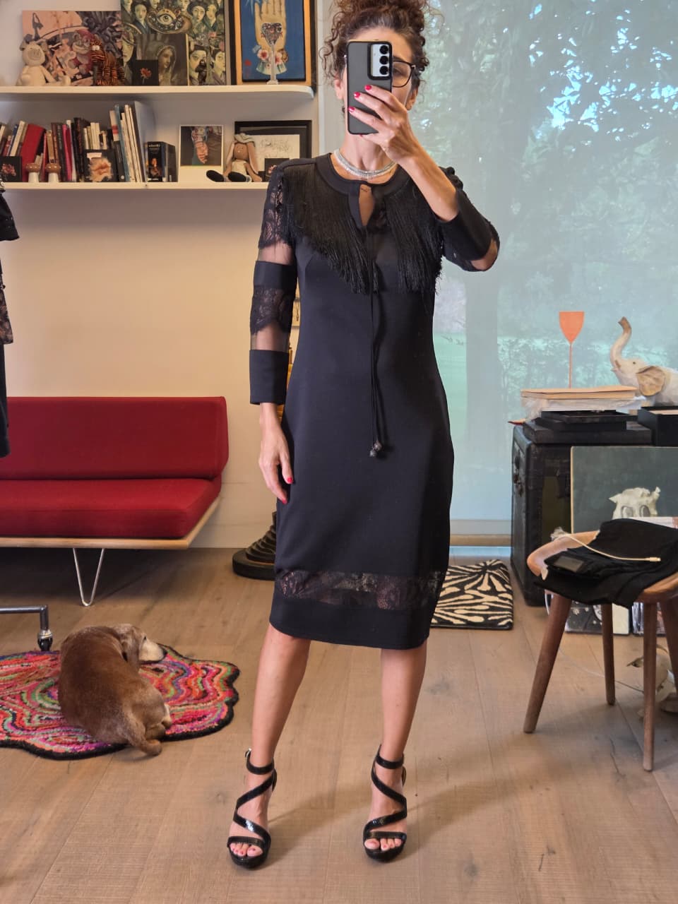 Vestido Midi Color negro-Tadashi Shoji