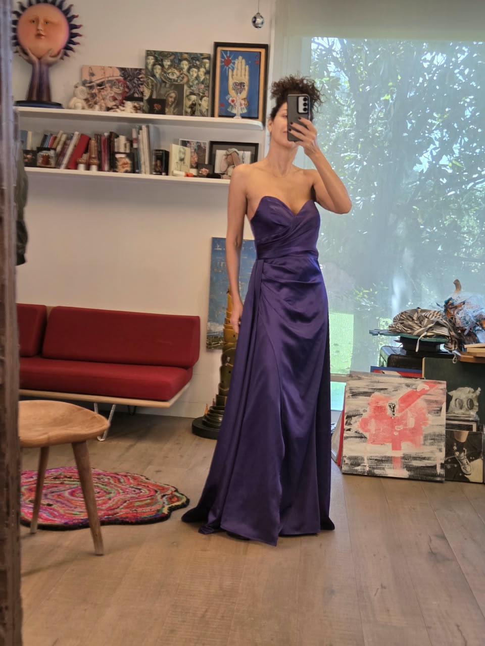Vestido de Noche Morado Philosophy Jr. Strapless con Abertura