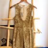 Vestido de lentejuela y chaquiras color dorado