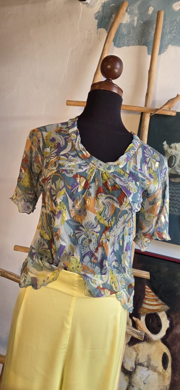 Blusa color aguamarina traslúcido