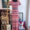 Vestido rayado con destellos plateados
