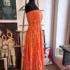 Vestido strapless color naranja