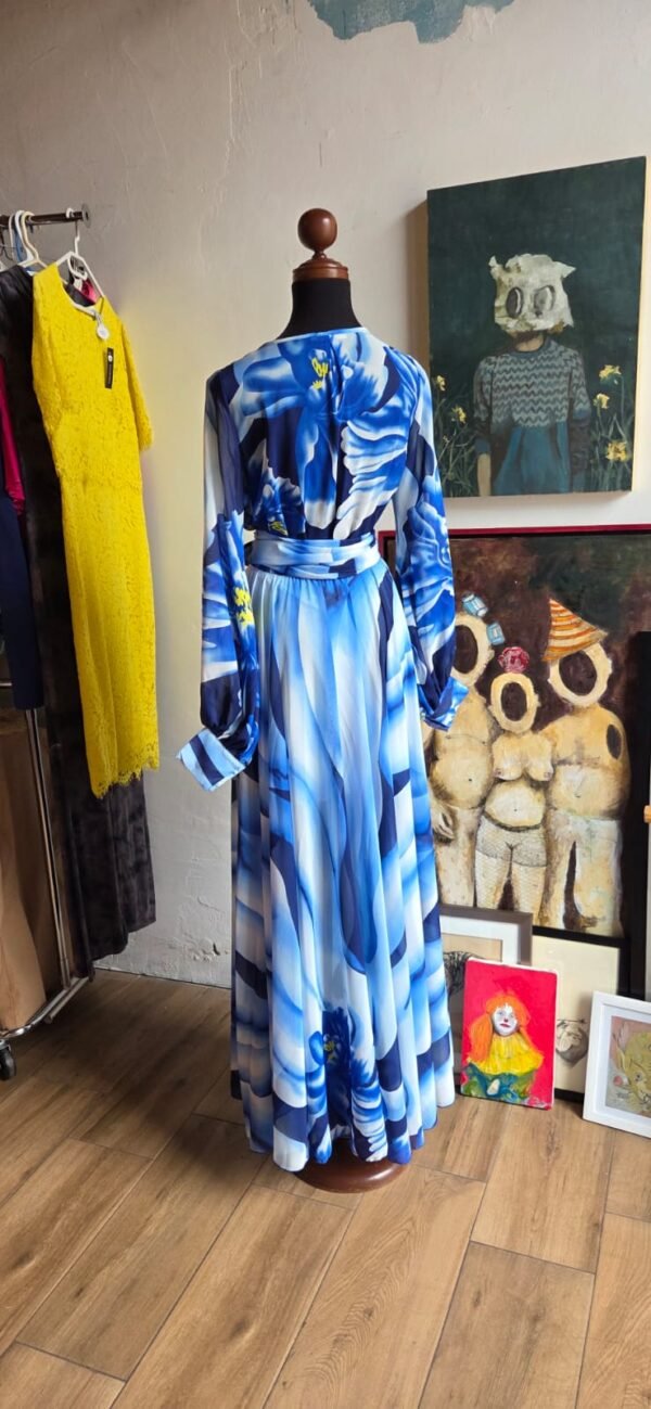 Vestido largo tonos azules