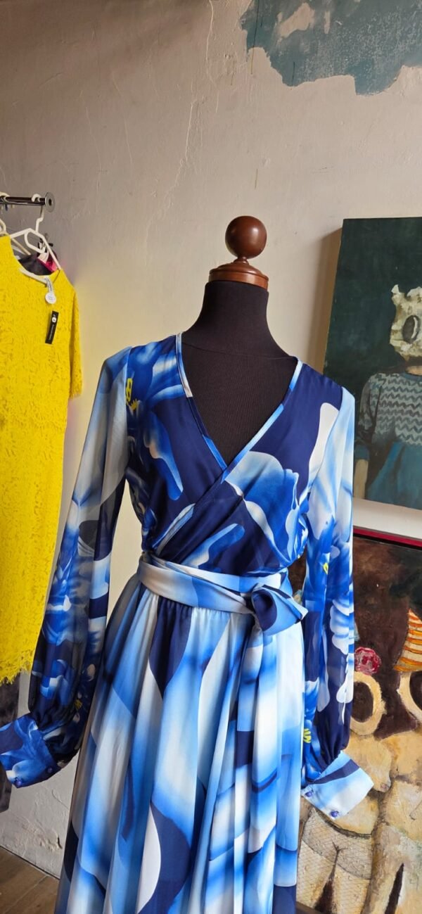 Vestido largo tonos azules