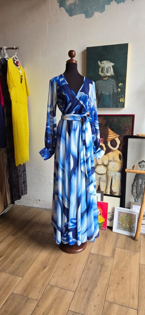 Vestido largo tonos azules