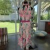 Vestido floreado tonos rosa pastel