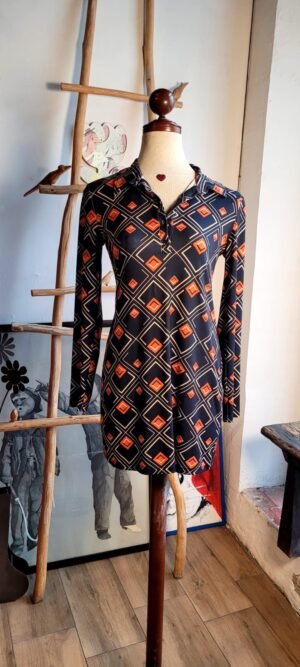 Vestido  con rombos color naranja