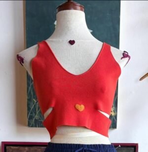 Top de punto color naranja