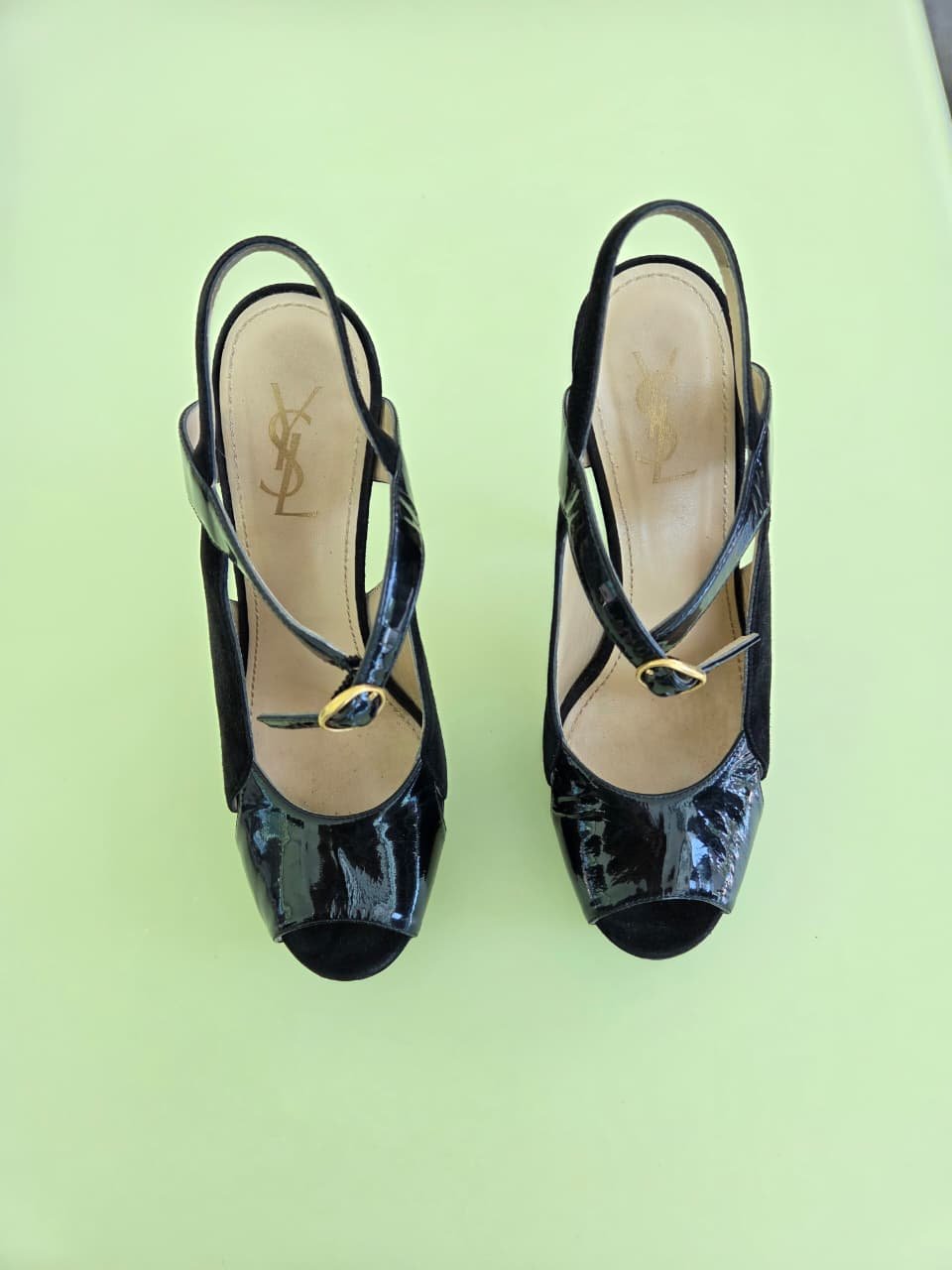 Zapatillas Yves Saint Laurent de Gamuza y Charol Negro con Plataforma - Imagen 2