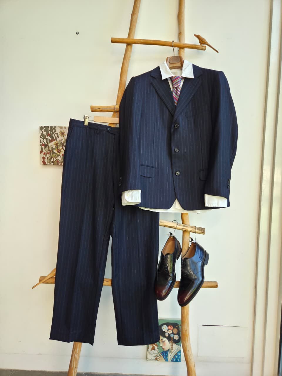 Traje Ermenegildo Zegna Trofeo Azul Marino Raya de Gis 100% Lana | Talla 50R | Hecho en España