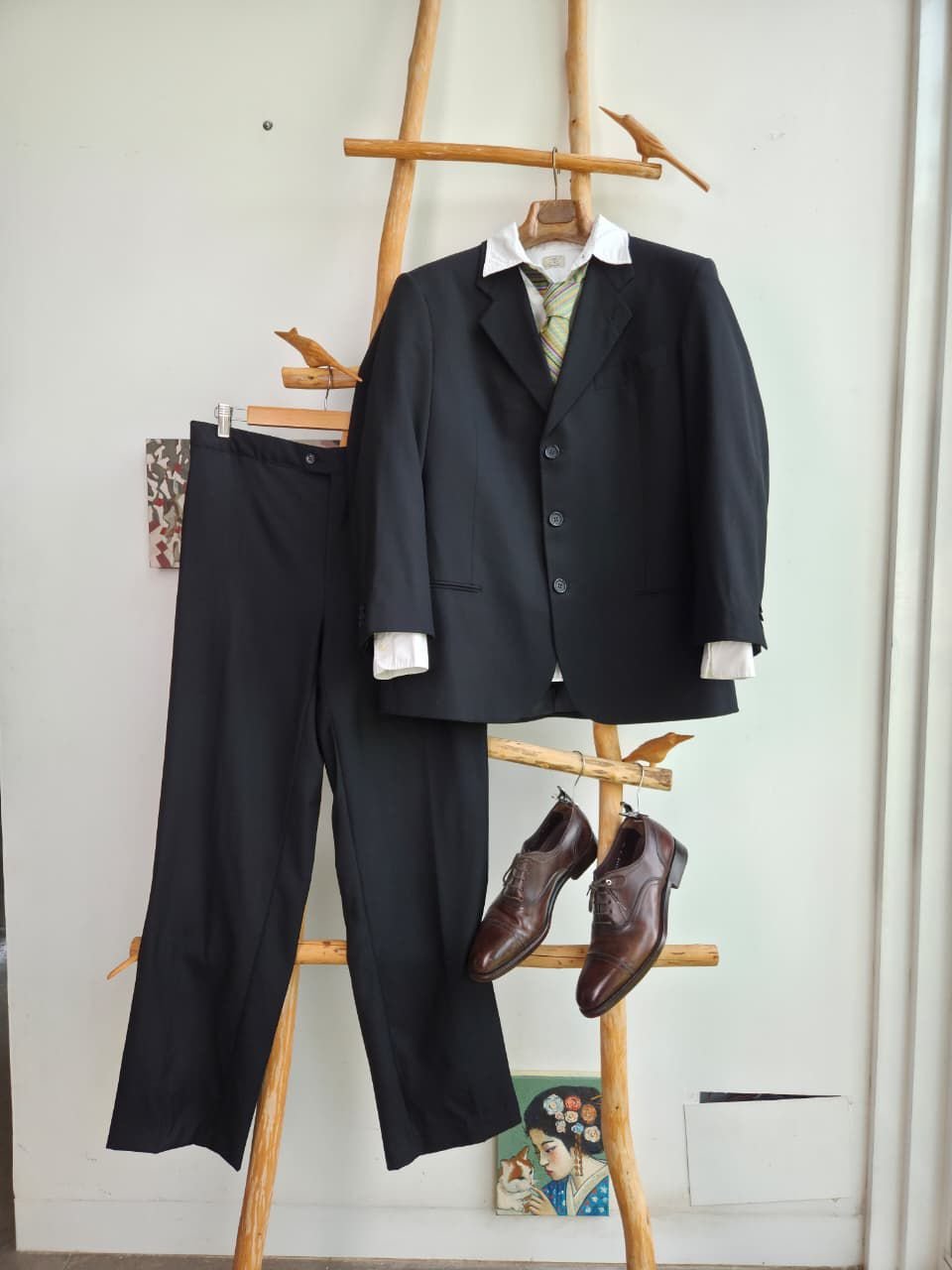 Traje Corneliani Made in Italy de Pura Lana Virgen Negro – Talla 54R