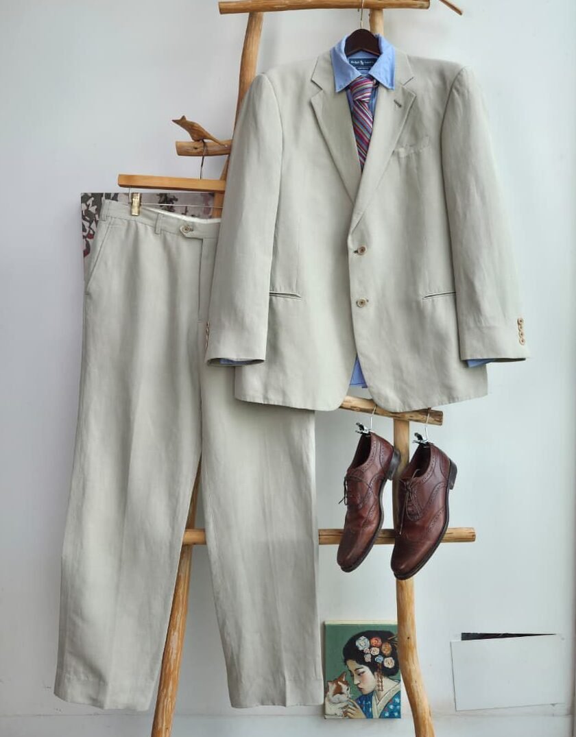 Traje Armani Collezioni de Lino y Seda para Hombre Beige