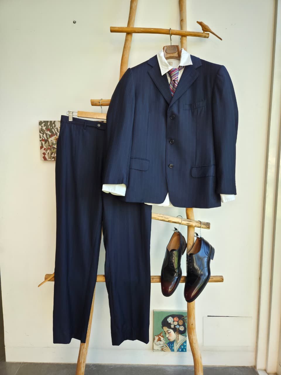 Traje Ermenegildo Zegna Su Misura Azul Marino a Raya Diplomática deLana