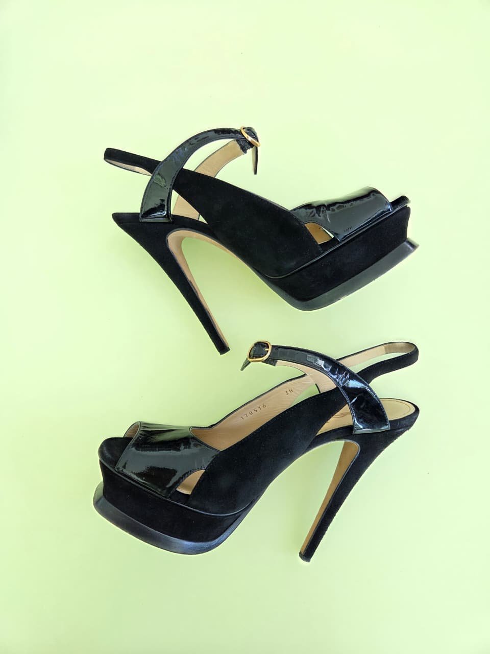 Zapatillas Yves Saint Laurent de Gamuza y Charol Negro con Plataforma