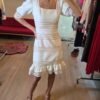 Vestido BCBG Color Hueso con Detalles Drapeados