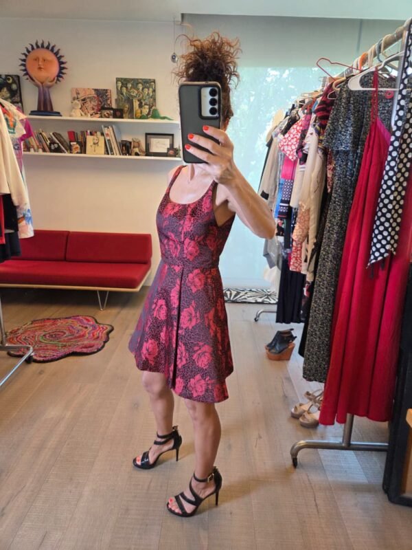 Vestido Alice + Olivia Floral Negro y Rojo Nuevo con Etiqueta