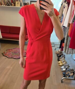 6545654 Vestido Rojo Purificación García Elegante Cruzado