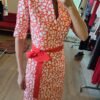 Vestido Purificación García Blanco con Estampado Anaranjado