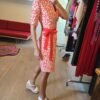 Vestido Purificación García Blanco con Estampado Anaranjado