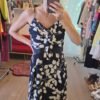 Vestido Tory Burch Azul Marino con Estampado Floral Blanco