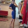 bcbg2 Vestido BCBG Azul Rey con Gasa y Lentejuela