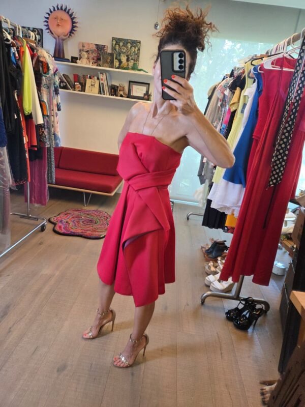 Vestido Strapless HALSTON Rojo Cereza