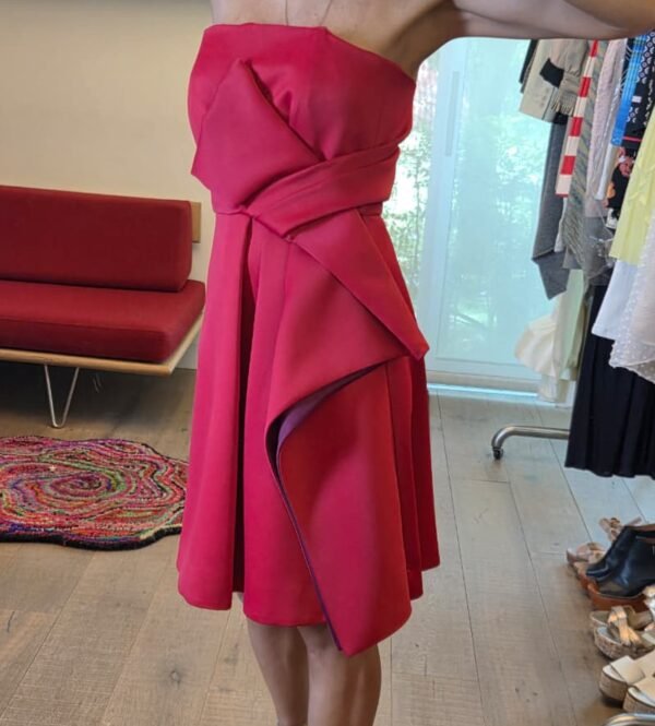 Vestido Strapless HALSTON Rojo Cereza