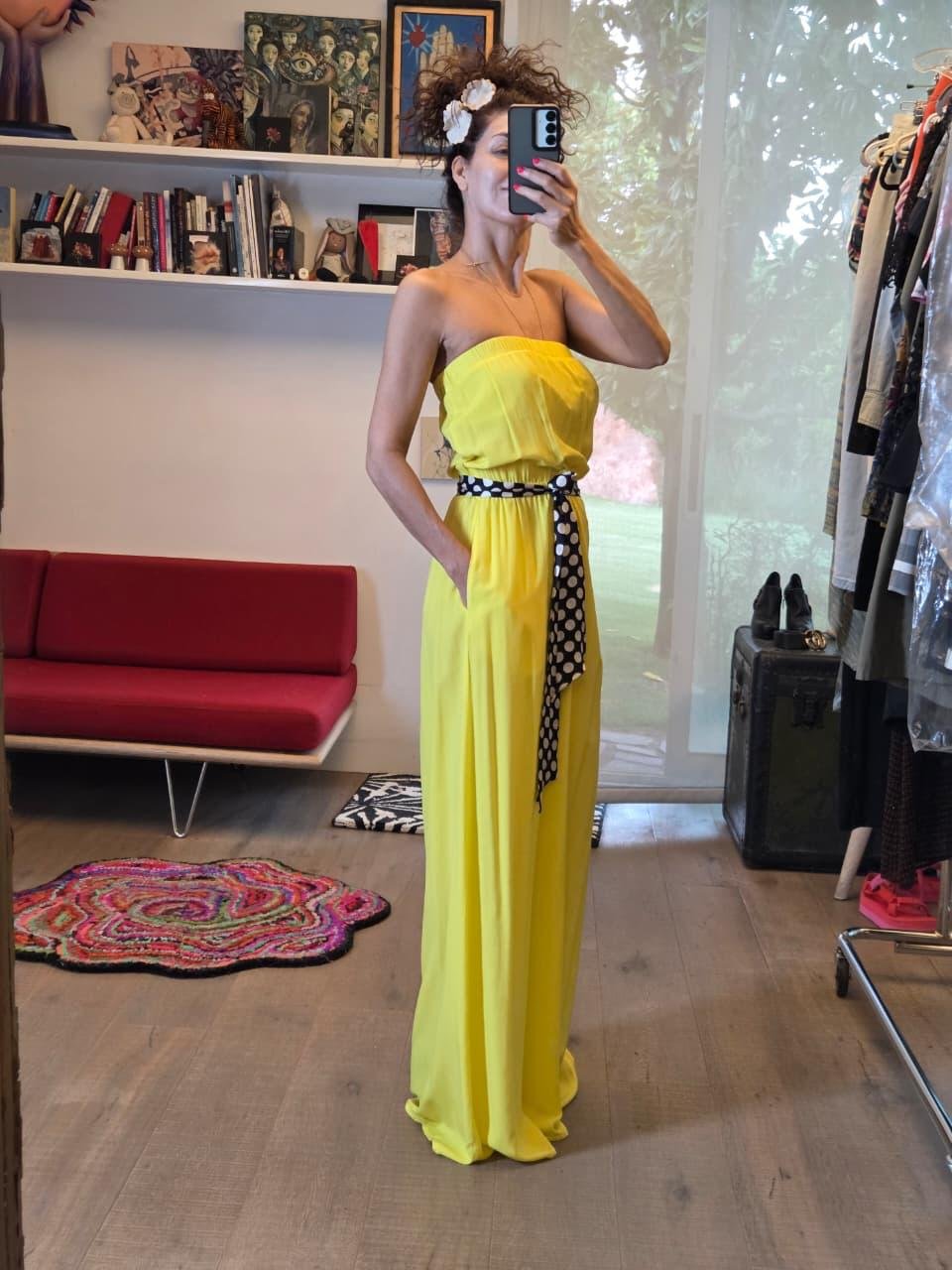 Vestido Largo Strapless Splendid Amarillo | Nuevo con Etiqueta - Imagen 3