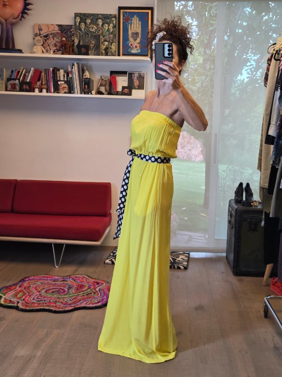 Vestido Largo Strapless Splendid Amarillo | Nuevo con Etiqueta - Imagen 2