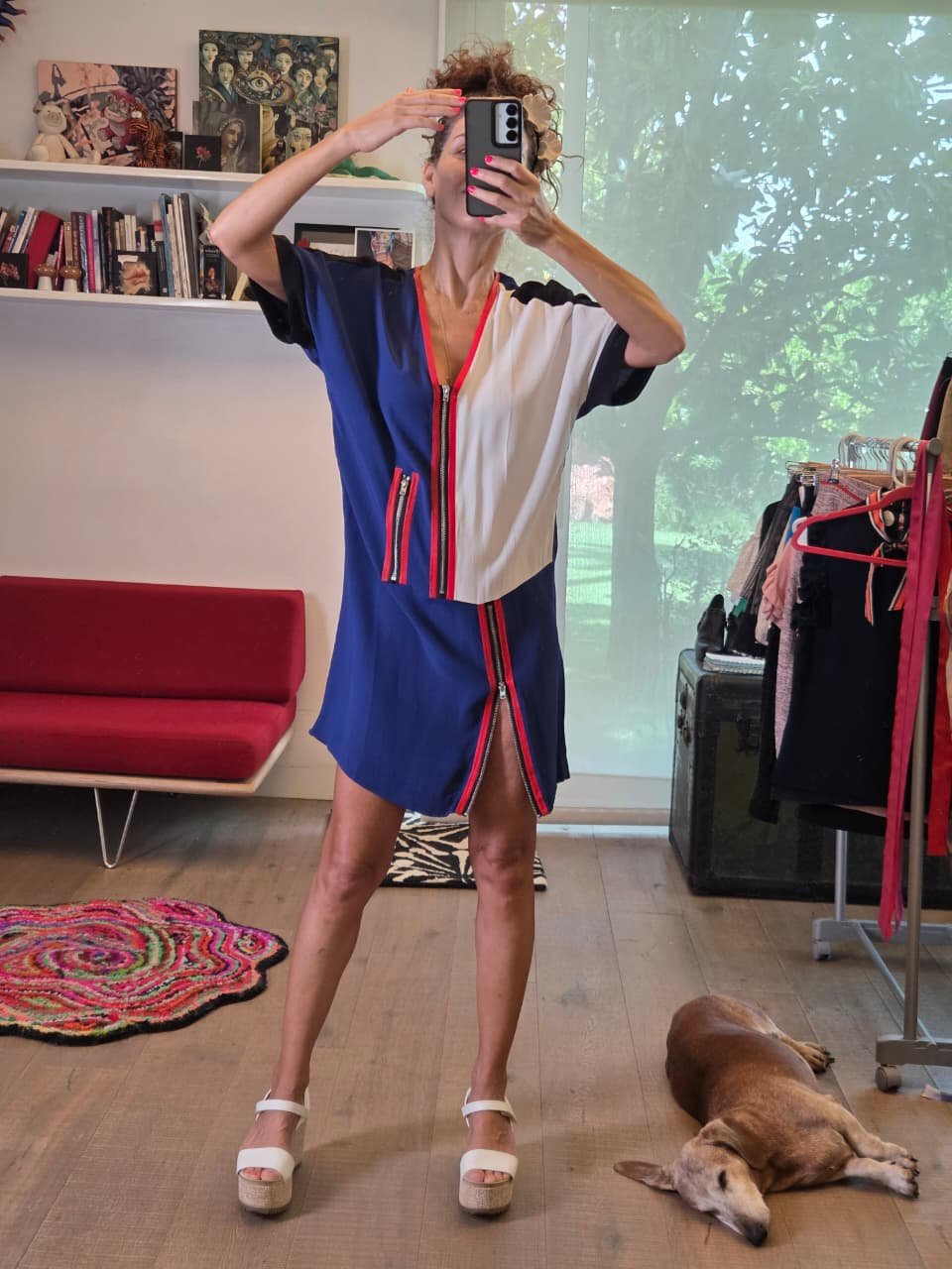 Vestido Bimba y Lola Color Block con Cierres Decorativos