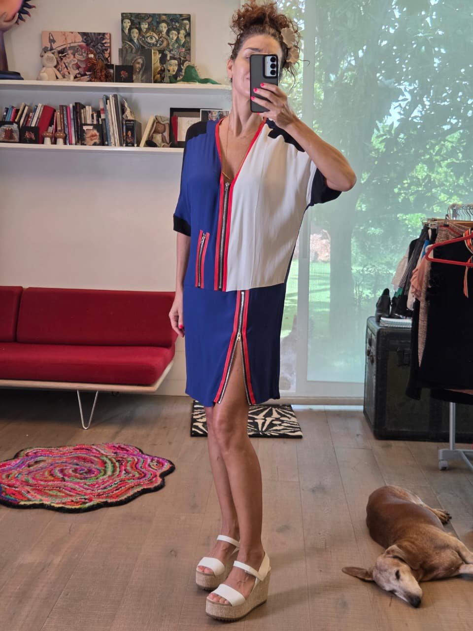 Vestido Bimba y Lola Color Block con Cierres Decorativos - Imagen 2