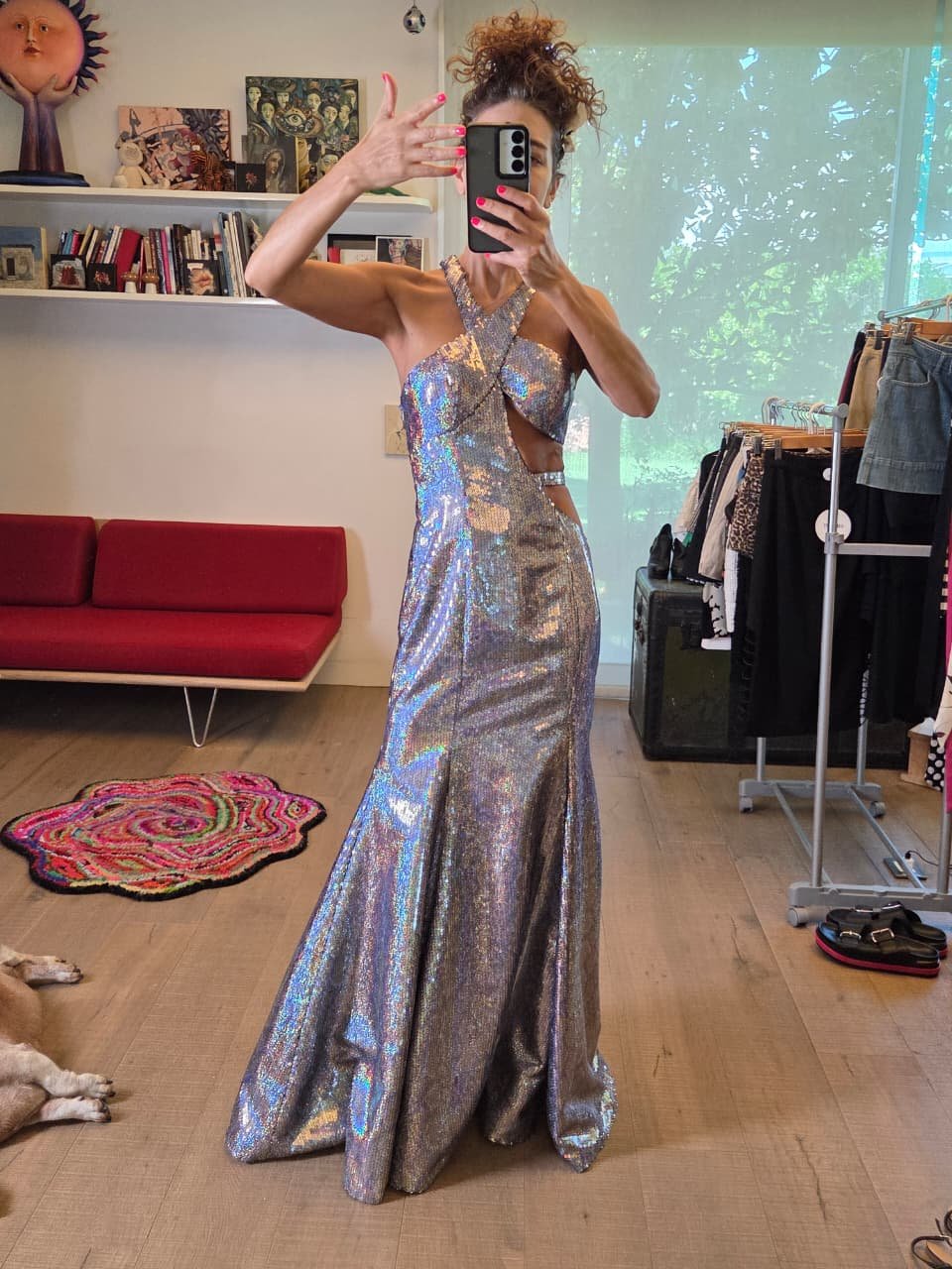 Vestido de Gala Tornasol con Lentejuelas Alyce Designs | Corte Sirena y Escote Cruzado